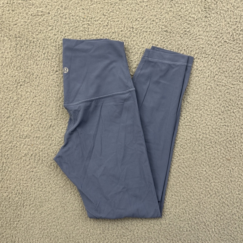 Lululemon Align High Rise Leggings Ribbed Oasis Blue Athletic Women's 4 x 25